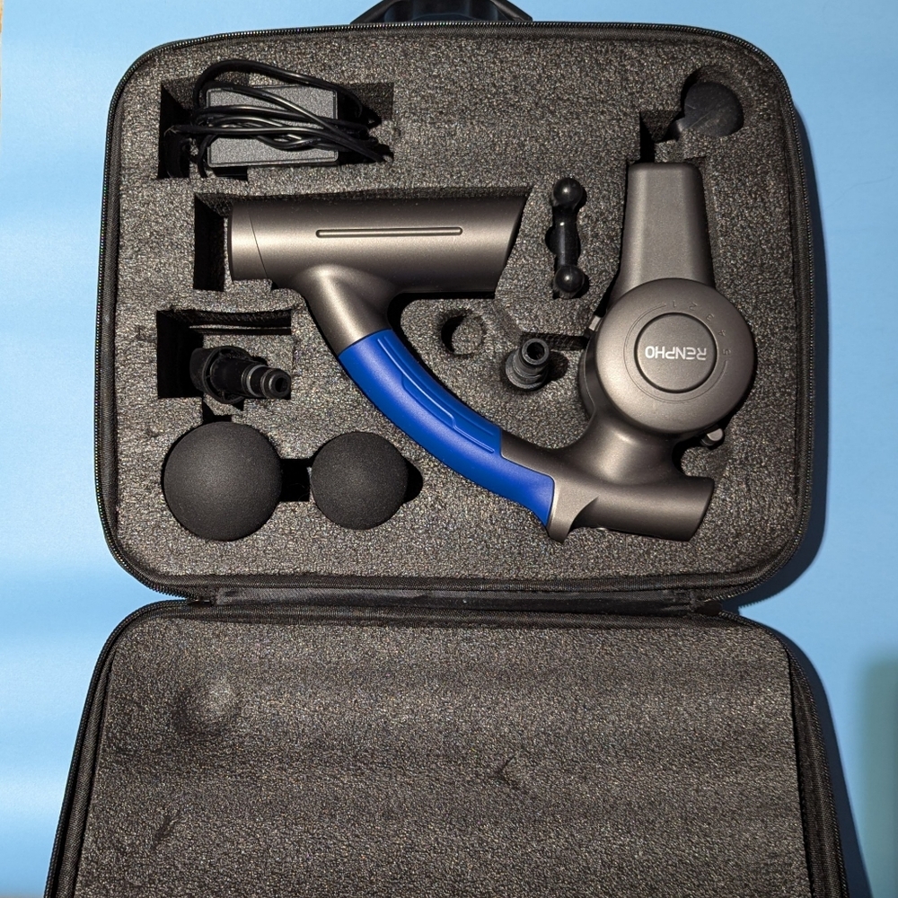 Blue & Gray Massage Gun – Percussion Therapy Device